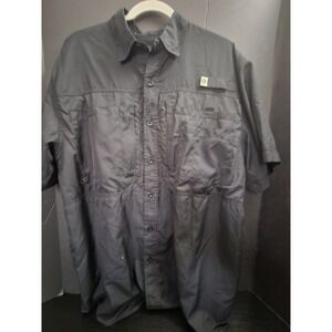 Reel Legends Large Fishing Shirt Black Short Sleeve Button Up Outdoor Mens‎